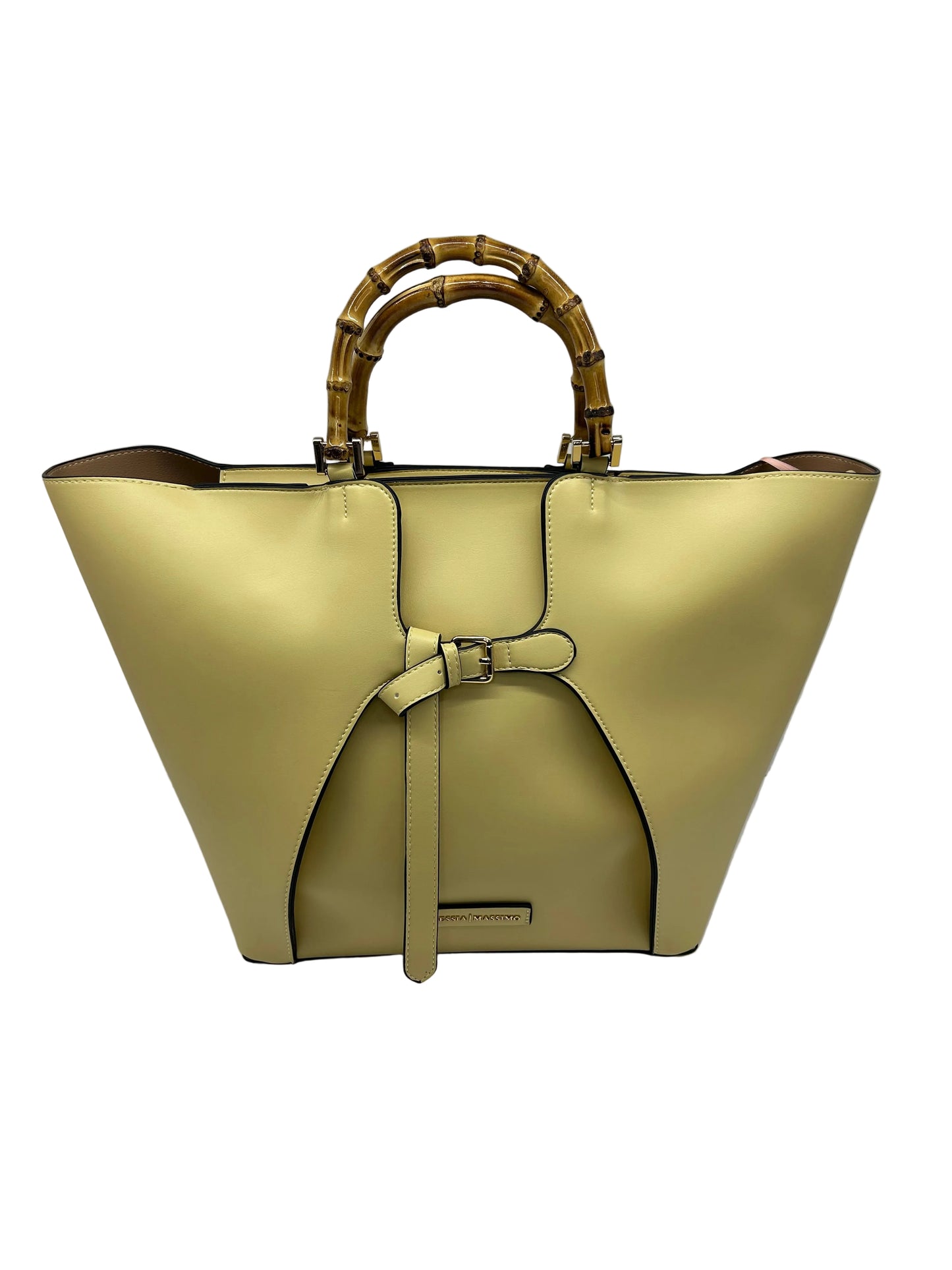 Borsa Alessia Massimo con manici effetto bamboo