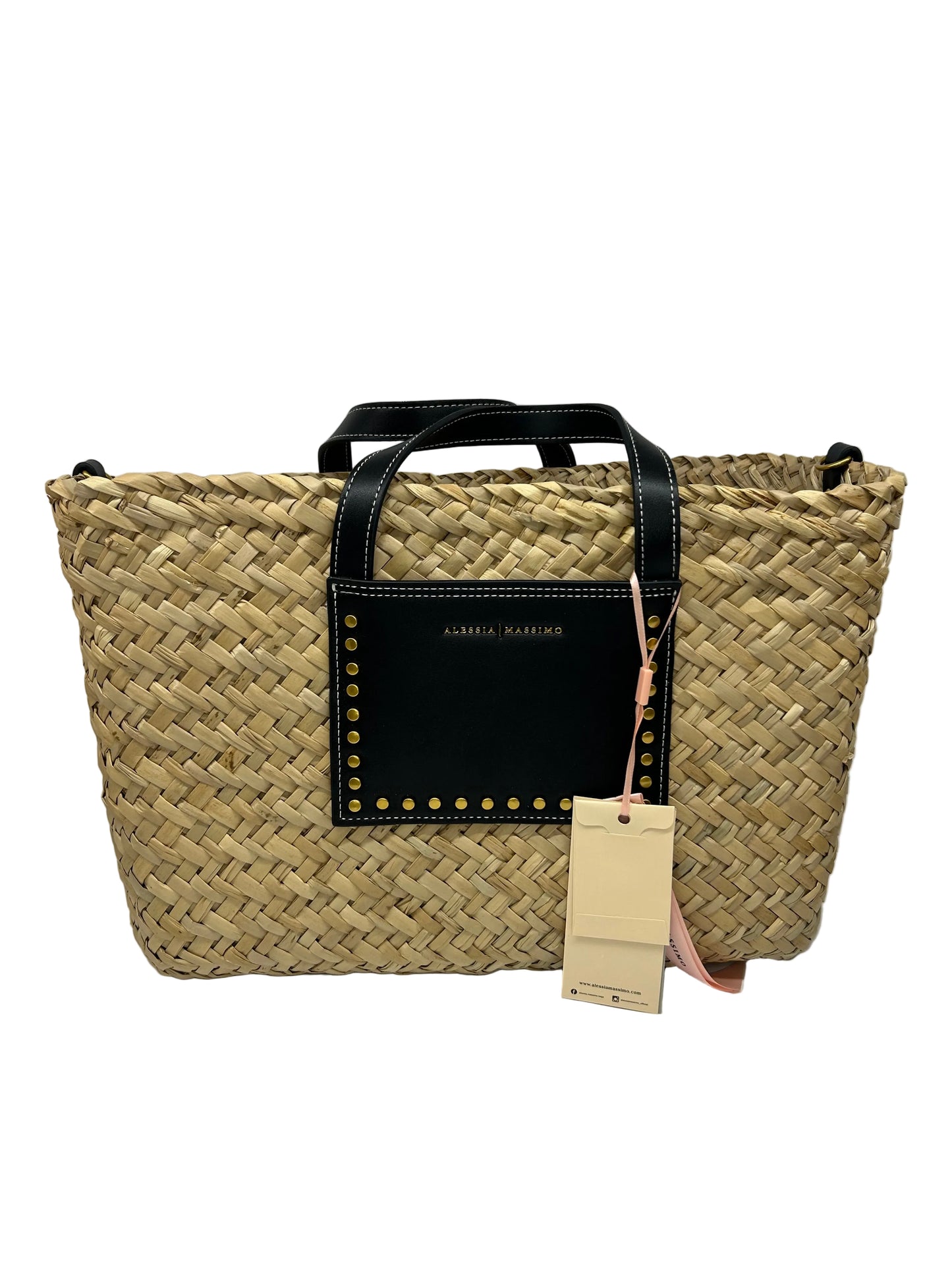 Borsa Alessia Massimo intrecciata con dettagli neri